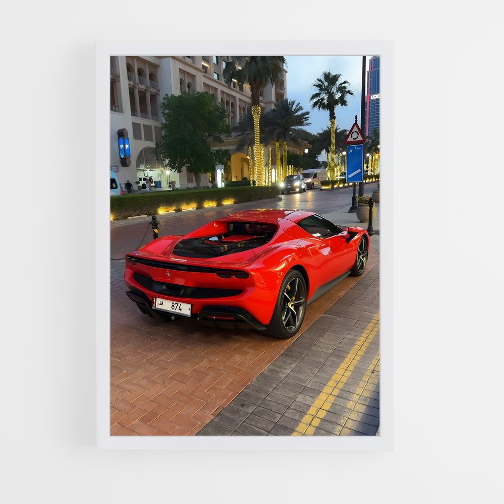 Poster Ferrari Rouge 296 GTB (vue 3)